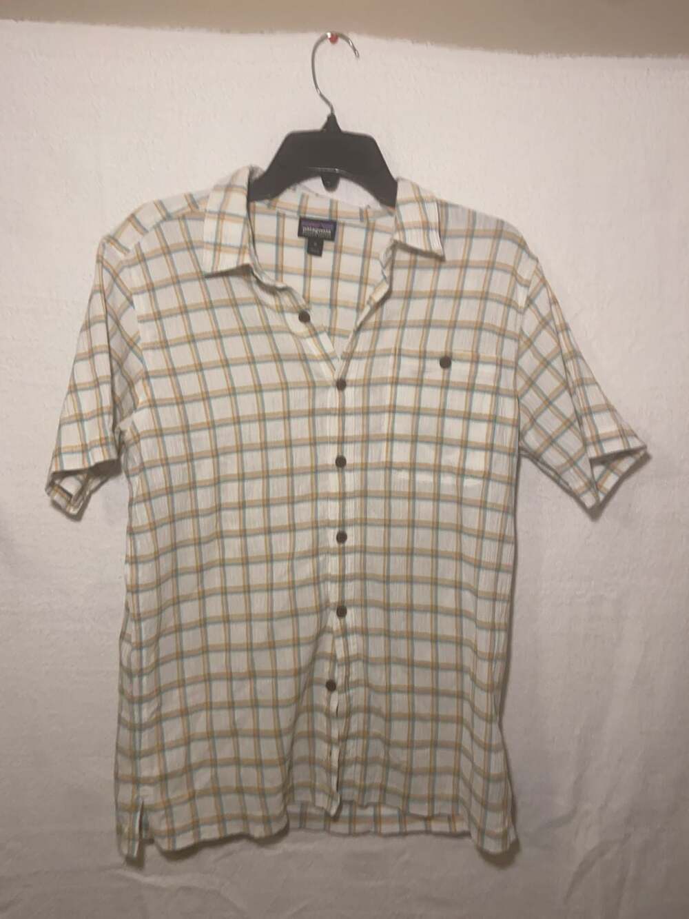 Patagonia Organic Cotton Plaid Short Sleeve Button Down Shirt Size M